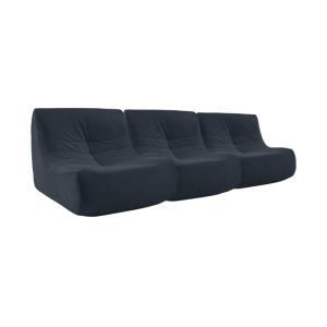 Chauffeuse velours 3 places bleu foncé