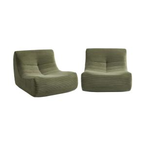 Chauffeuse velours côtelé 2 places kaki