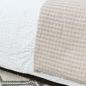 Chemin de lit en coton lavé  sable 90x200 cm