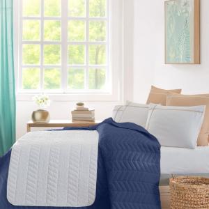 Chemin de lit en percale de coton surpiqué  blanc 80x200