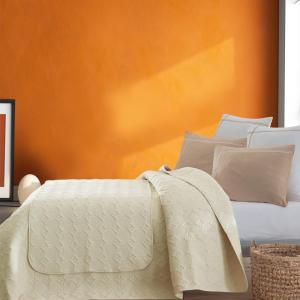 Chemin de lit en percale de coton surpiqué  ficelle 80x200