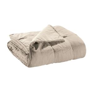 Chemin de lit stonewashed  en lin naturel 90 x 240 cm