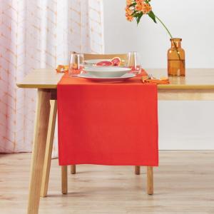 Chemin de table 100% lin orange
