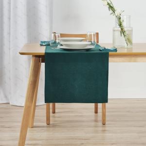 Chemin de table 100% lin vert