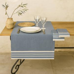 Chemin de table coton bleu jean 50x150