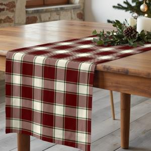 Chemin de table de Noël 100% coton rouge 50x150 cm