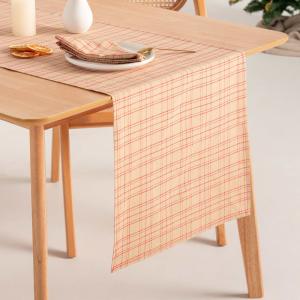 Chemin de table de Noël en coton jacquard beige 45x135 cm