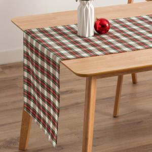 Chemin de table de Noël en coton jacquard blanc 45x135 cm