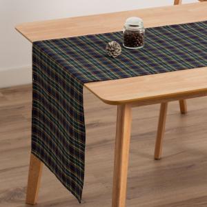 Chemin de table de Noël en coton jacquard bleu 45x135 cm