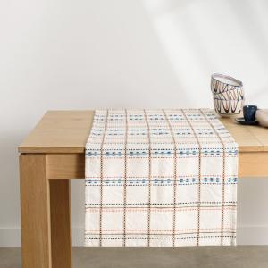 Chemin de table en coton tissé tricolore 50x150