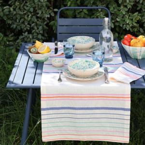 Chemin de table en lin et coton multicolore 50x155