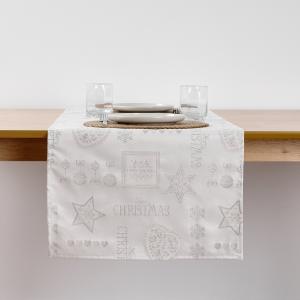 Chemin de table jacquard fil argent 45x140cm