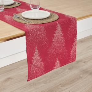 Chemin de table jacquard réversible rouge 45x140cm