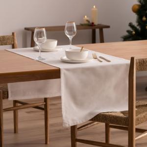 Chemin de table Noël blanc 50x155 cm