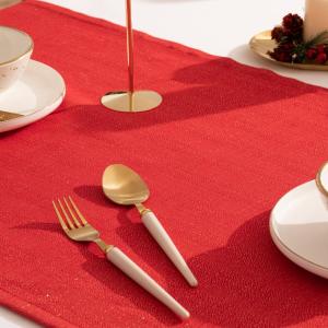 Chemin de table Noël rouge-doré 50x155 cm