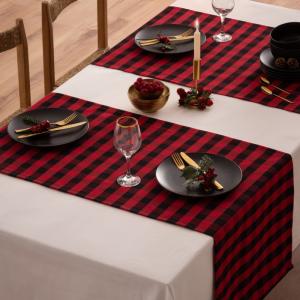 Chemin de table Noël rouge-noir 50x155 cm