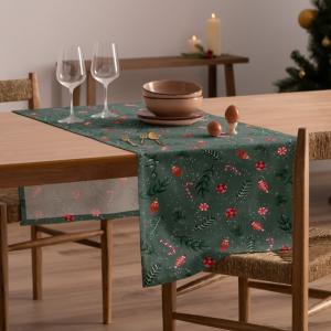 Chemin de table Noël vert 50x155 cm