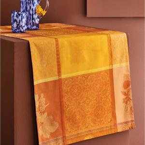 Chemin de table  pur coton jaune 55X180 cm