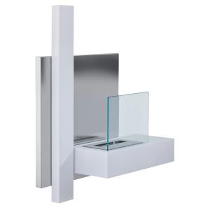 Cheminée bioéthanol murale couverture 20-25m² acier blanc i…