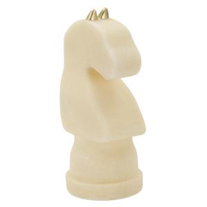 Cheval d'échecs en résine beige et dorée 14x13x31 cm