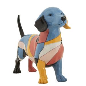 Chien basset en résine multicolore 32,5x9,7x20,5  cm