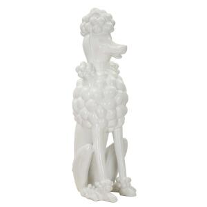 Chien caniche en résine blanche 20x26x61 cm