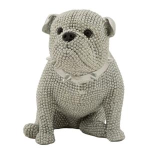 Chien en résine argentée 17x11x14 cm