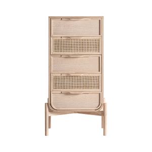 Chiffonier en bois de frêne brun clair  en 52x35x100 cm