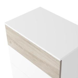 Chiffonnier 5 tiroirs blanc et effet bois 62 cm