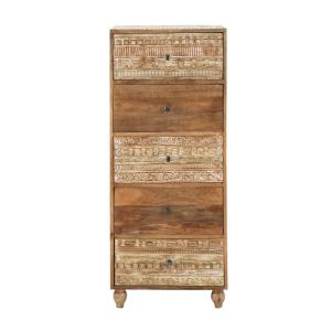 Chiffonnier 5 tiroirs en bois de manguier massif