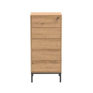 Chiffonnier 5 tiroirs et pieds en métal H100 cm - Effet Boi…