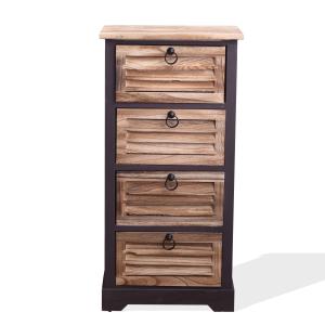 Chiffonnier avec 4 tiroirs en bois marron et noir