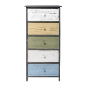 Chiffonnier en bois blanc et gris avec 5 tiroirs