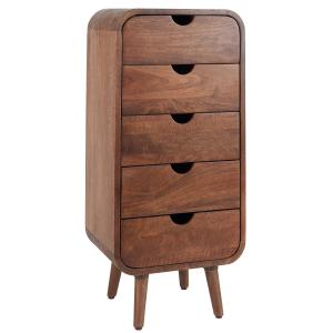 Chiffonnier en manguier teinté noyer 5 tiroirs
