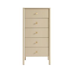 Chiffonnier laqué 5 tiroirs beige 55cm