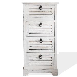 Chiffonnier sculpté avec 4 tiroirs en bois blanc