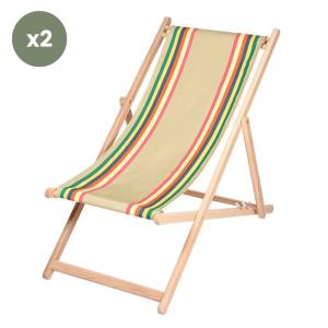 Chiliennes lot de 2 en bois et acrylique beige/rouge