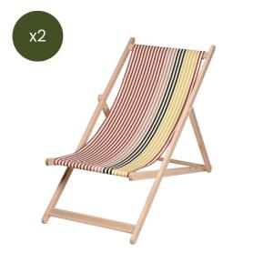 Chiliennes lot de 2 en bois et coton multicolore
