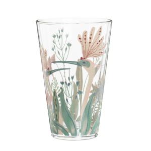 Chope en verre motif grues multicolores