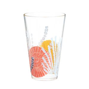 Chope en verre transparent motifs coquillages multicolores