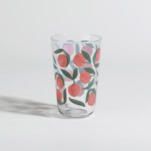 Chope en verre transparent motifs fruits rouges