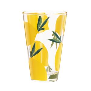 Chope en verre transparents motifs citrons jaunes