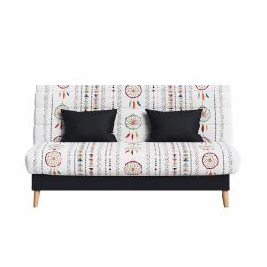 Clic clac convertible, 2 coussins offerts tissu blanc à mot…