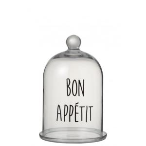 Cloche à dessert bon appétit en verre noir 18x18x30 cm