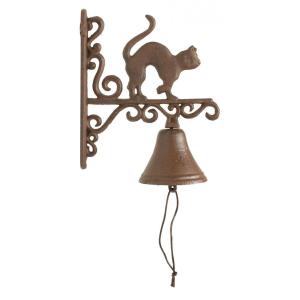 Cloche Chat Fonte Marron 19.5x10x23 - Décoration d'Autrefoi…