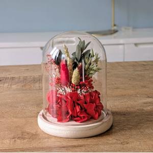 Cloche de fleurs séchées Amour Rouge