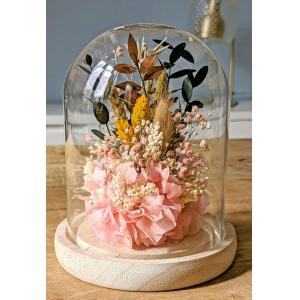 Cloche de fleurs séchées rose Emma