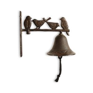 Cloche oiseaux fonte en Fonte Marron