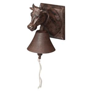 Cloche porte ancienne fonte vache brun