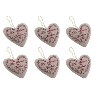 Coeur à suspendre la maison du bonheur (lot de 6)